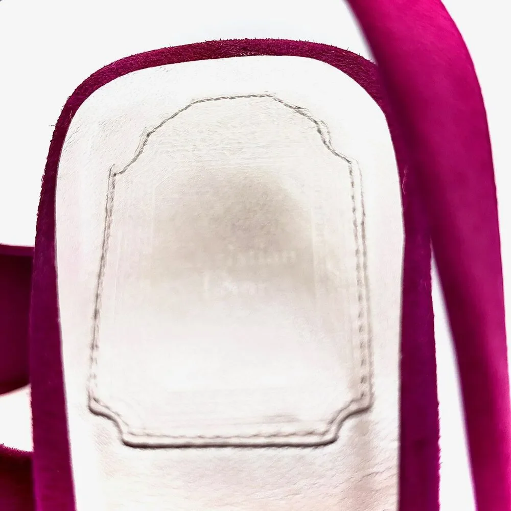 Vintage Christian Dior Suede Magenta Slingback Platform Heels Size 39.5 - Picture 4 of 8